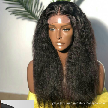 Cheap Yaki Kinky Straight Human Hair Hd Full Lace Front Wig For Black Women Raw Brazilian Virgin Human Hair Closure Wig Vendor